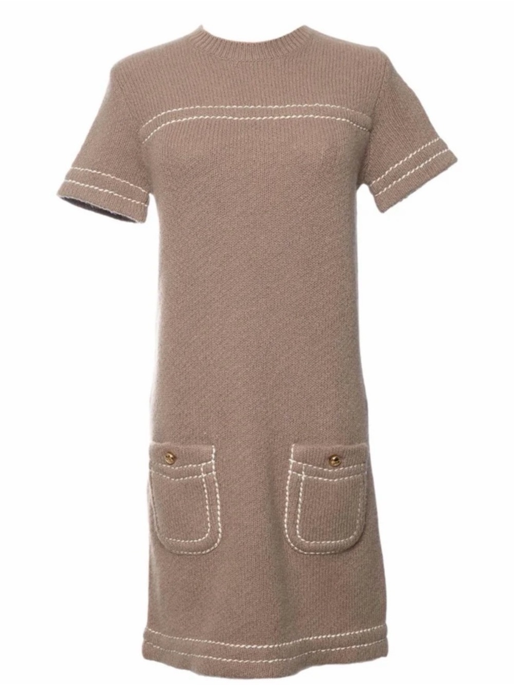 Prada Taupe Crewneck Knit Sweater with Label